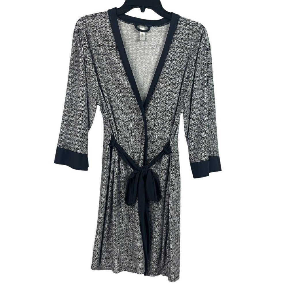 Marilyn Monroe Short Robe Geometric Black White Tie Soft Stretch Womens Medium